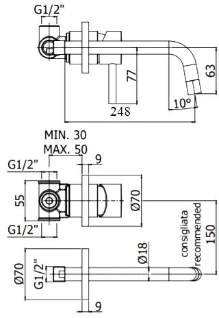 Смеситель для раковины Paffoni Light LIG007HGSP70 С ВНУТРЕННЕЙ ЧАСТЬЮ брашированное медовое золото Sancos — официальный сайт