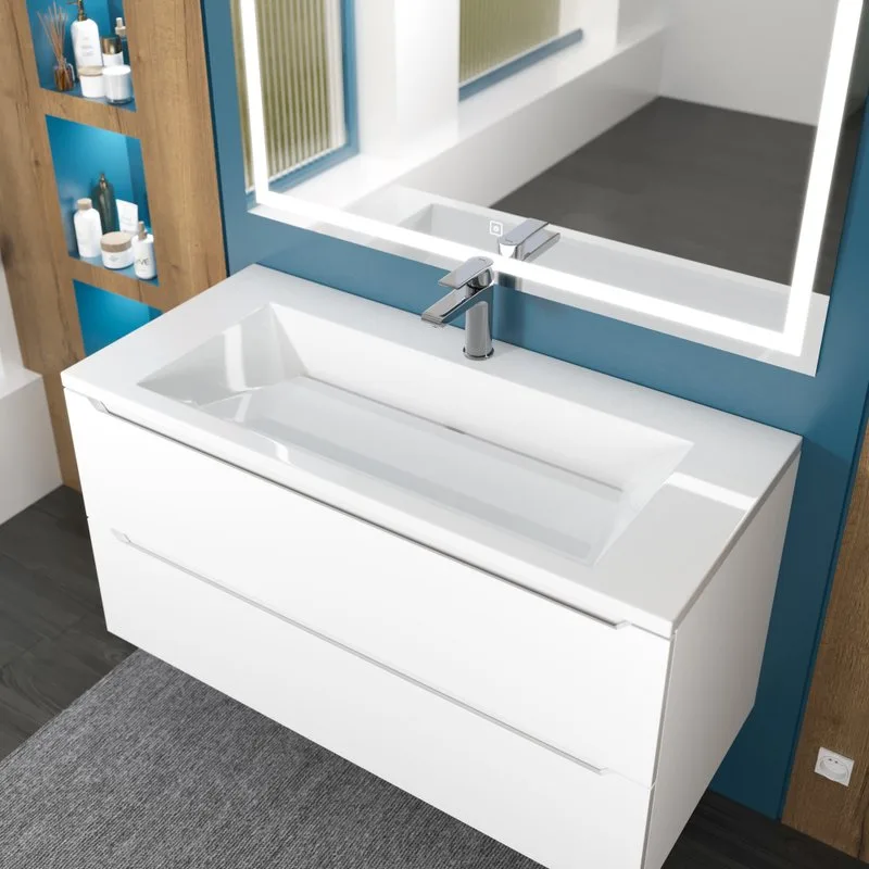 Мебельная раковина Uperwood Olivia 100 глянцевая белая Sancos — официальный сайт