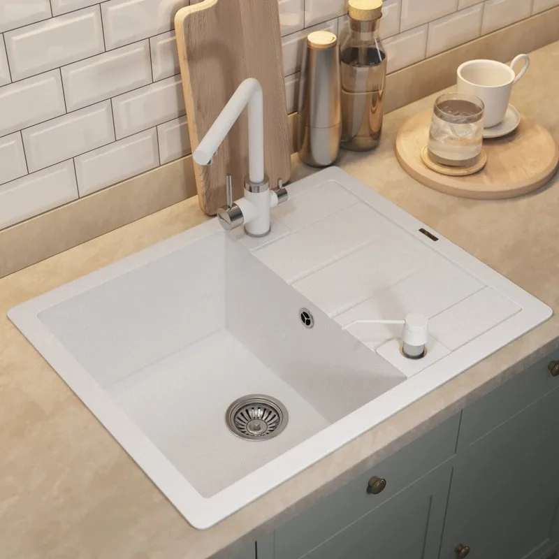 Кухонная мойка кварцевая Uperwood Quartz UPD-03-01, прямоугольная, белая Sancos — официальный сайт