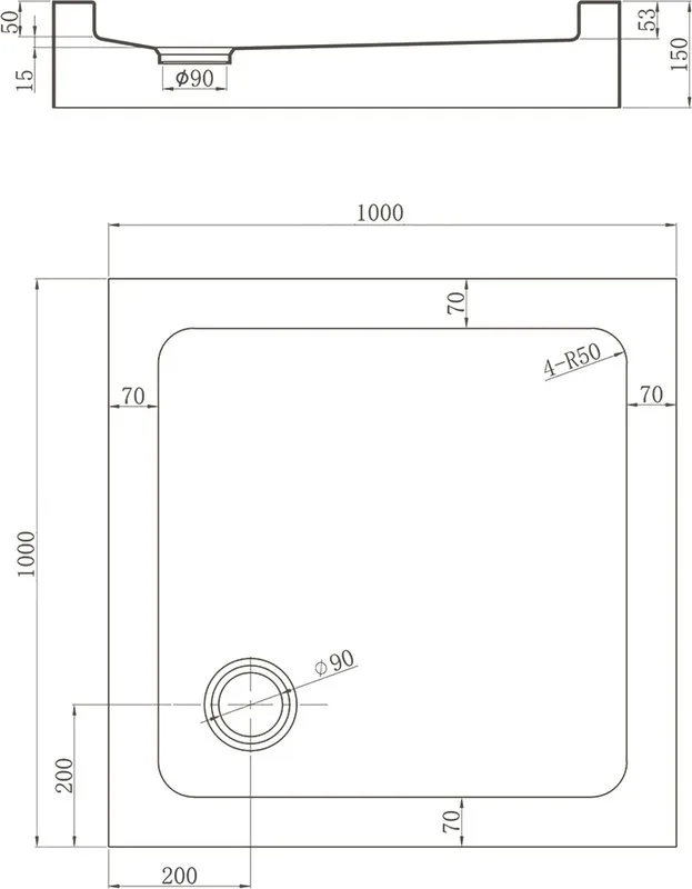 Поддон для душа Veconi Tezeo acrylic TZ-52 100x100, белый Sancos — официальный сайт
