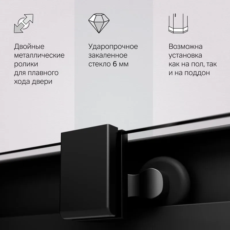Душевой уголок AM.PM Func W84G-403-9090-BТ 90х90 см, профиль черный матовый Sancos — официальный сайт