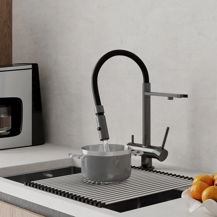 Смеситель для кухни IDDIS Ace ACEGMFFi05 графит, с гибким изливом Sancos — официальный сайт