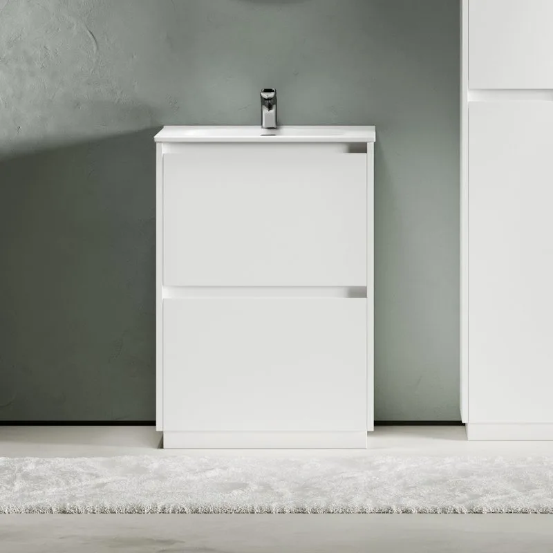 Тумба с раковиной Sancos Libra Floor 60 белый глянец, белая раковина CN7001 Sancos — официальный сайт