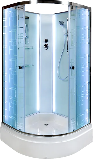 Душевая кабина DTO EM2790N LED (90х90х208), средний поддон (27 см), профиль хром, стекло матовое с у Sancos — официальный сайт