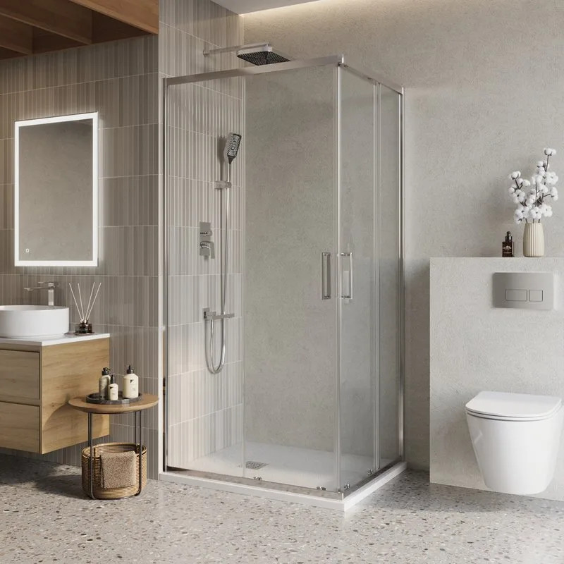 Душевой уголок BelBagno Luce AH-2-100/80-C-Cr 100x80, профиль хром, стекло прозрачное Sancos — официальный сайт