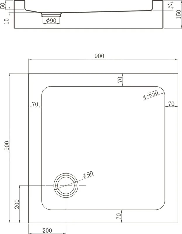 Поддон для душа Veconi Tezeo acrylic TZ-52B 90x90, черный Sancos — официальный сайт