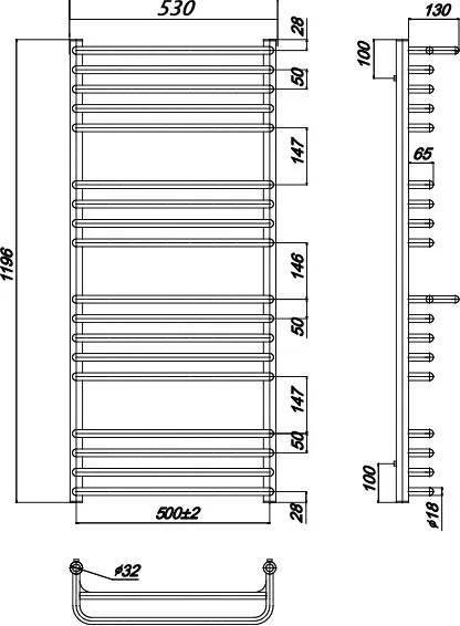 Полотенцесушитель водяной Ravak Optima 0_W 500x120 Sancos — официальный сайт
