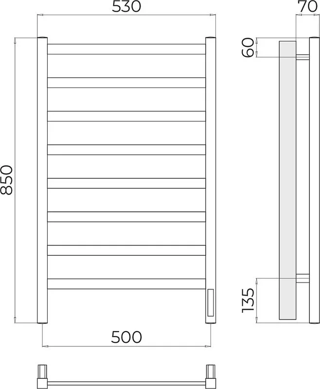Полотенцесушитель электрический Terminus Ното П8 500х850 Sancos — официальный сайт