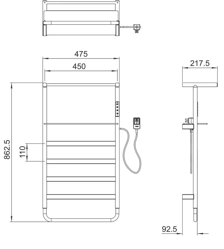 Полотенцесушитель электрический Wonzon & Woghand WW-A208-BR брашированный никель Sancos — официальный сайт