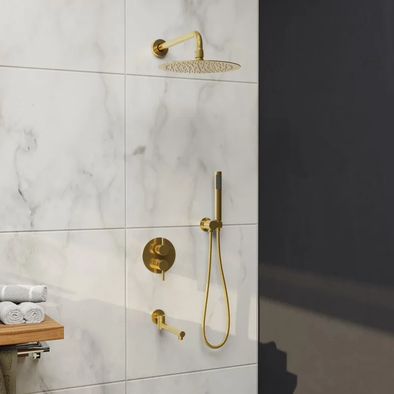 Душевой комплект RGW Shower Panels SP-55G, С ВНУТРЕННЕЙ ЧАСТЬЮ, золото Sancos — официальный сайт