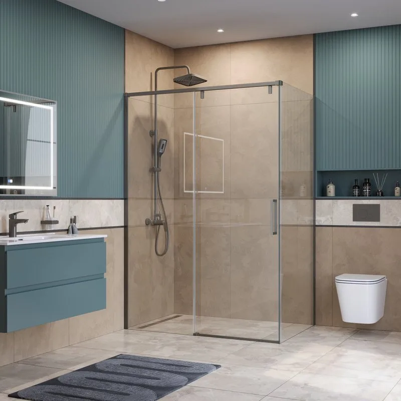 Душевой уголок BelBagno Soft Close-1 AH-1-130/100-C-GM профиль оружейная сталь Sancos — официальный сайт