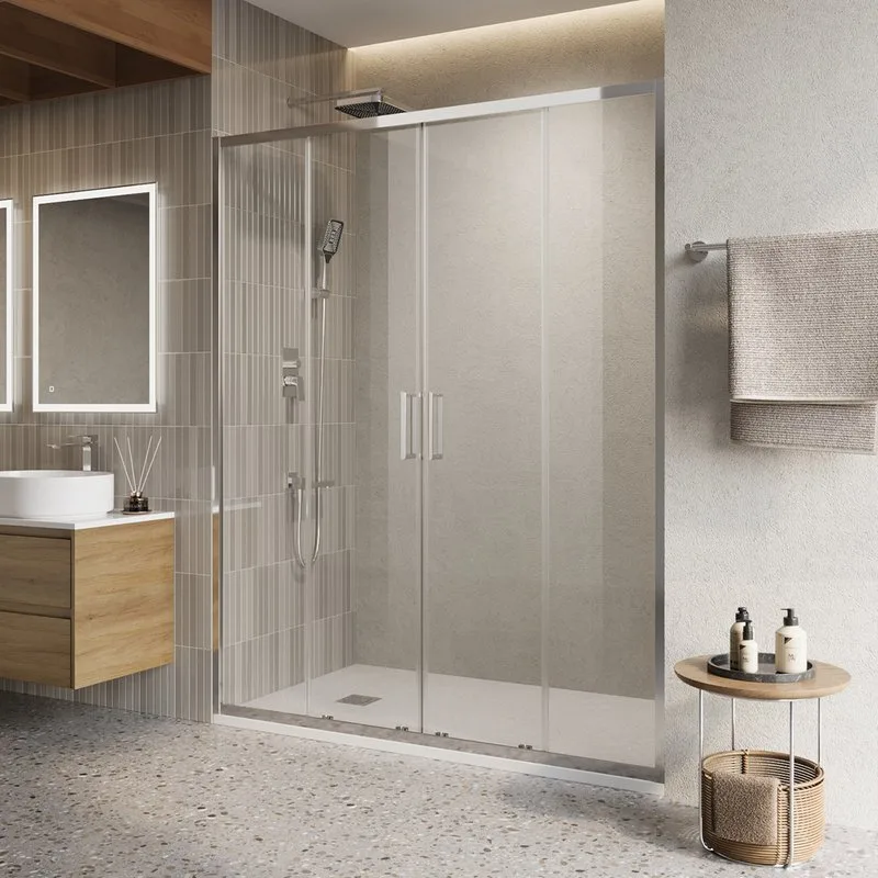 Душевая дверь в нишу BelBagno Luce BF-2-140-C-Cr профиль хром, стекло прозрачное Sancos — официальный сайт