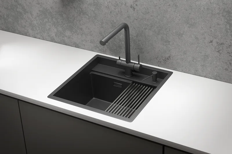 Мойка кухонная Granula Kitchen Space 5051, черный матовый Sancos — официальный сайт