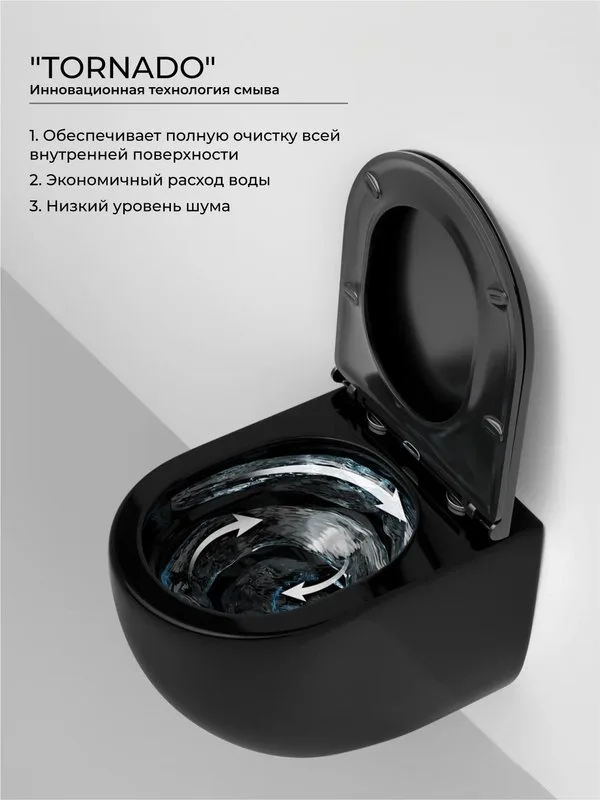 Подвесной унитаз Ceramicanova Metropol Торнадо безободковый, CN4002TMB черный матовый Sancos — официальный сайт