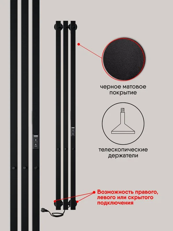 Полотенцесушитель электрический Indigo Style 3 PRO LSPRE120-13BRRt 120х13, черный муар Sancos — официальный сайт