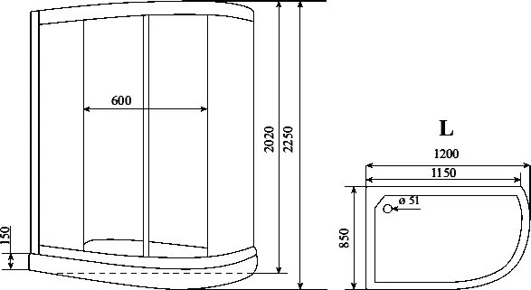 Душевая кабина Timo Standart T-6602SLF Silver Fabric L с низким поддоном Sancos — официальный сайт