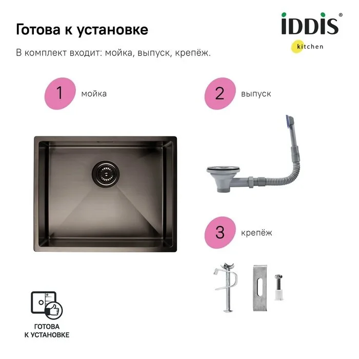 Мойка кухонная IDDIS Edifice EDI54G0i77 графит Sancos — официальный сайт