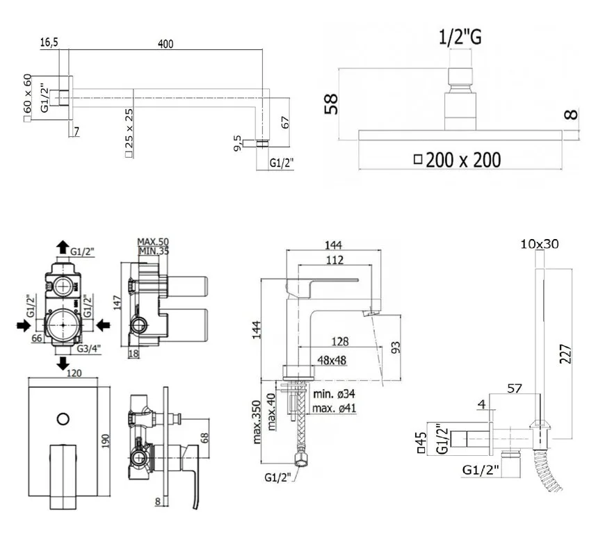 Комплект для ванной Paffoni Elle KITEL015CR071 С ВНУТРЕННЕЙ ЧАСТЬЮ, верхний душ 20 см, хром Sancos — официальный сайт