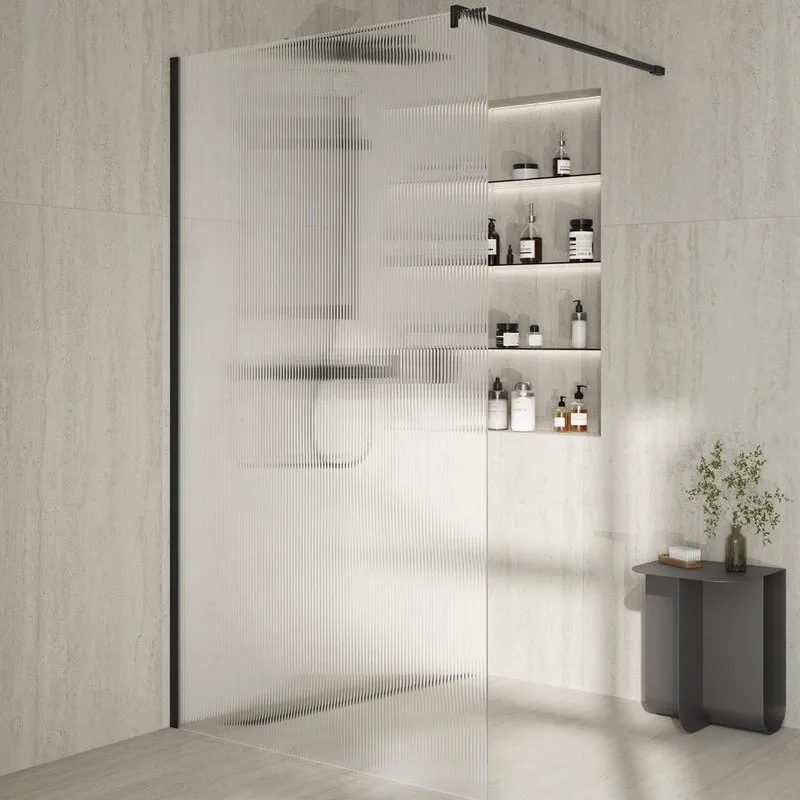Душевая перегородка KERAMA MARAZZI Cristallo CT.100.WI.BLK.M 100 см, профиль матовый черный, стекло  Sancos — официальный сайт