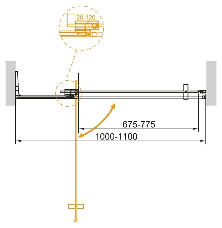 Душевая дверь в нишу Cezares Slider SLIDER-B-1-100/110-GRIGIO-BORO 110 см, профиль брашированное зол Sancos — официальный сайт