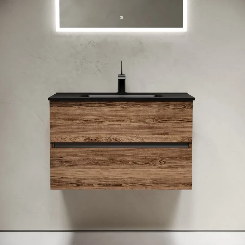 Тумба с раковиной Sancos Urban 80 дуб чарльстон, черная раковина CN7005MB Sancos — официальный сайт