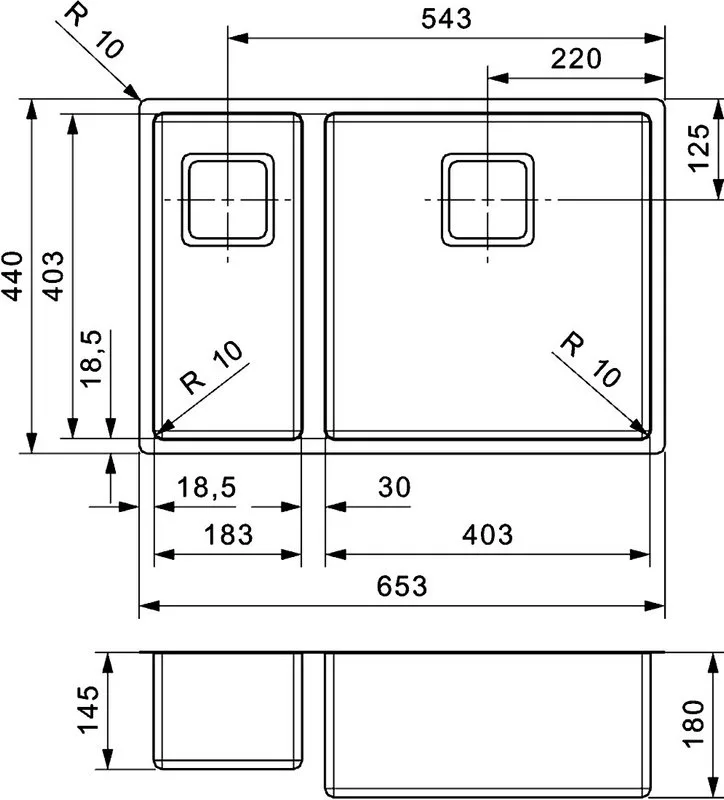 Мойка кухонная Reginox Texas + LUX L 40x40 18x40 сталь Sancos — официальный сайт