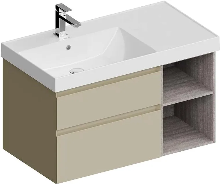 Тумба под раковину без столешницы KERAMA MARAZZI Cubo 90 левая, лимо матовая-древесная Sancos — официальный сайт