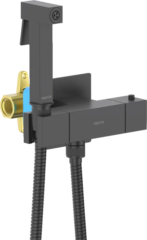 Гигиенический душ AQUATEK Либра AQ1028MB со смесителем, С ВНУТРЕННЕЙ ЧАСТЬЮ, матовый черный Sancos — официальный сайт