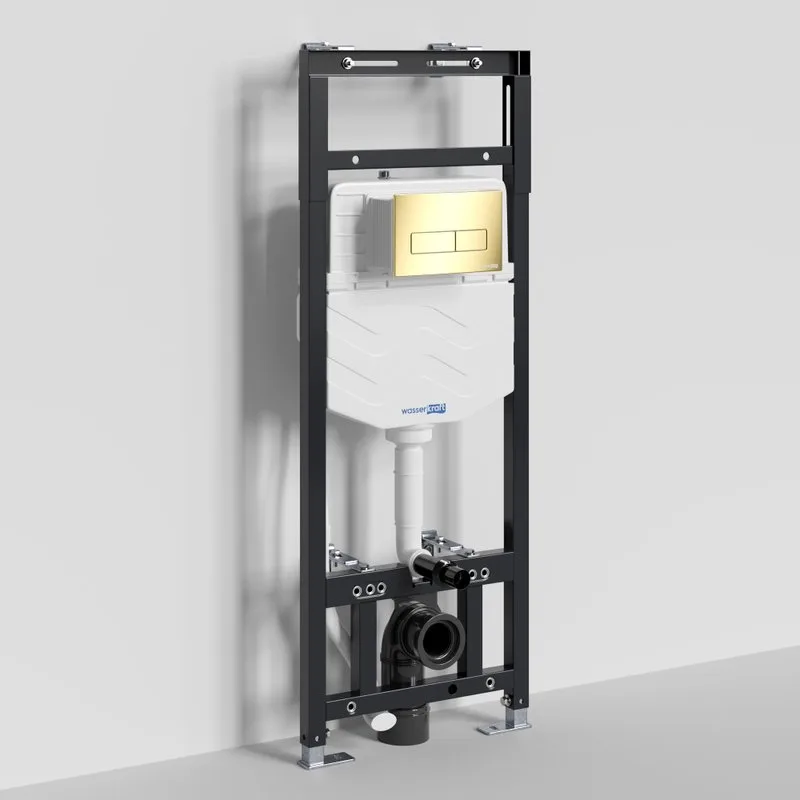 Система инсталляции для унитазов Wasserkraft Alme 15TLT.010.ME.PG03, с кнопкой смыва золото Sancos — официальный сайт
