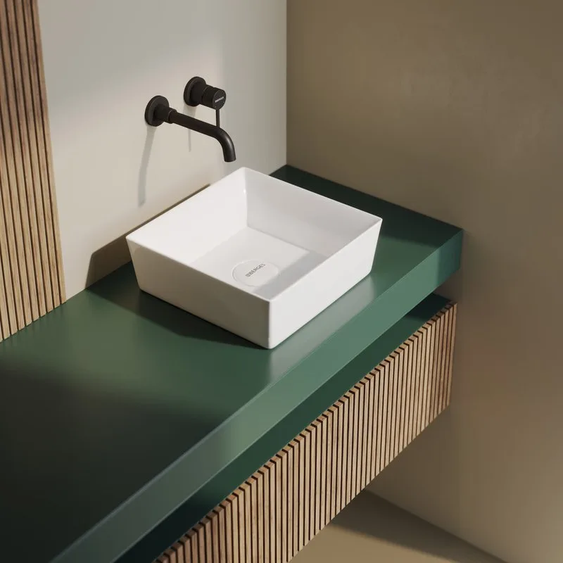 Накладная раковина Berges Mascon 38x38, глянцевая белая Sancos — официальный сайт