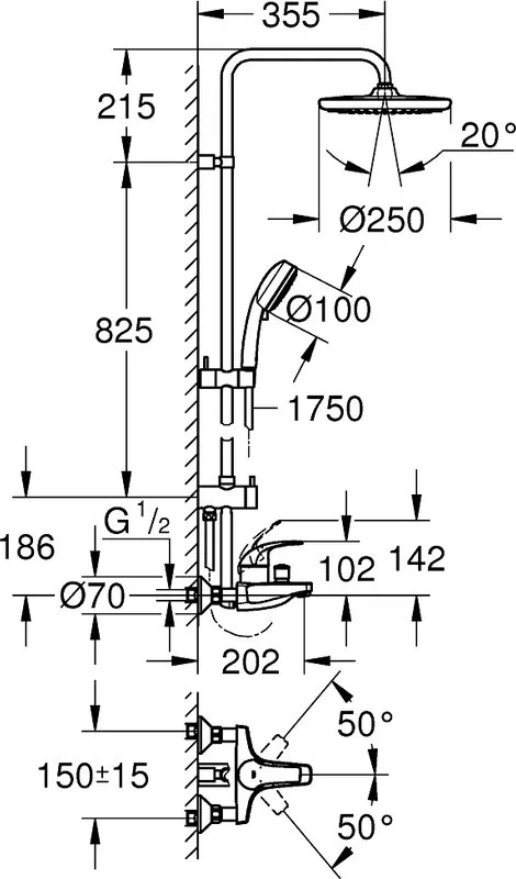 Душевая стойка Grohe Tempesta Cosmopolitan System 250 26674000 Sancos — официальный сайт
