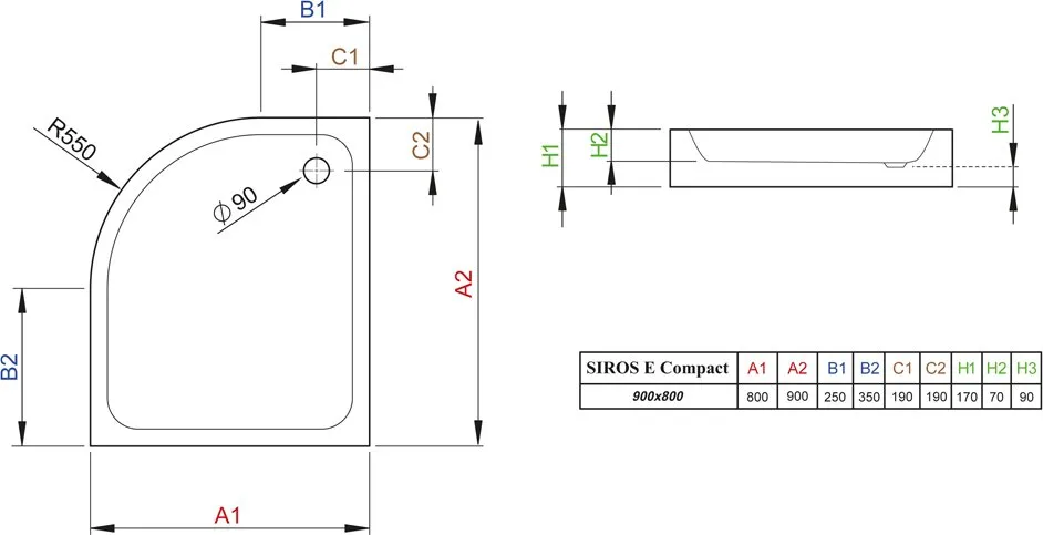 Поддон для душа Radaway Siros E 90x80 compact R Sancos — официальный сайт