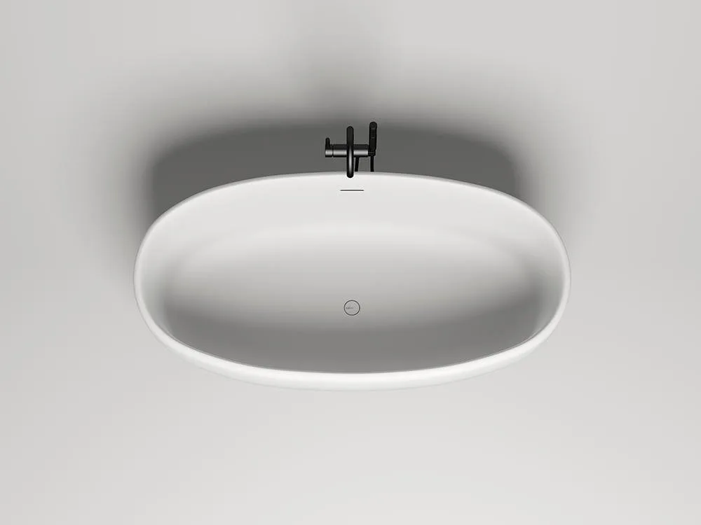 Ванна из искусственного камня Salini Luce 170x85 см, отдельностоящая, матовая белая, овальная, со сл Sancos — официальный сайт
