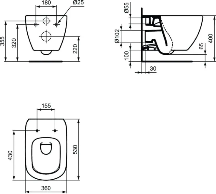 Чаша для унитаза подвесного Ideal Standard Tesi T0079V3 Sancos — официальный сайт
