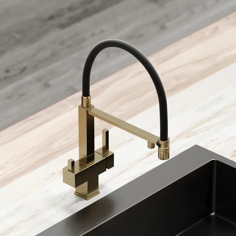 Смеситель для кухни Sancos Moro SC4006BG с гибким изливом, брашированное золото Sancos — официальный сайт