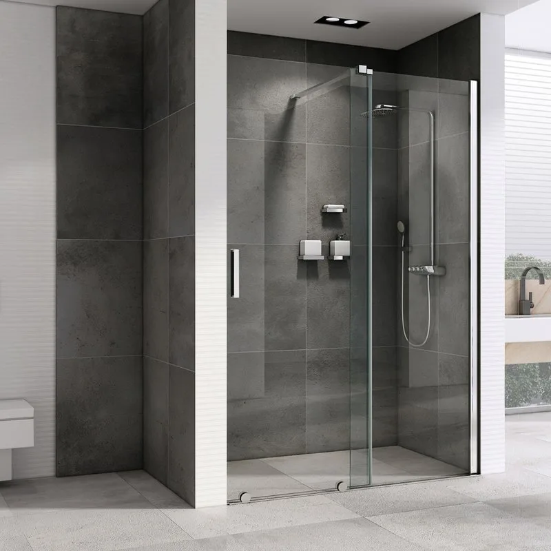 Душевая дверь в нишу Abber Komfort AG90120 120 см, профиль черный, стекло прозрачное Sancos — официальный сайт