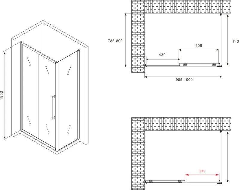 Душевой уголок Abber Schwarzer Diamant AG30100H-S80 100x80, профиль хром, стекло прозрачное Sancos — официальный сайт
