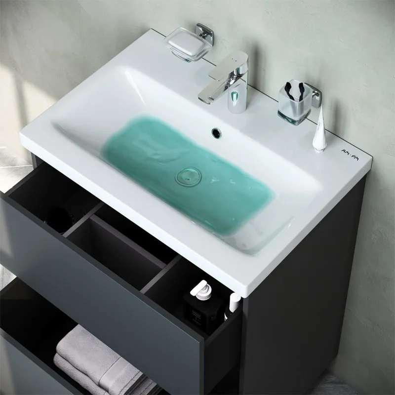 Тумба под раковину без столешницы AM.PM Gem 60 графит матовый, напольная, с 2 ящиками Sancos — официальный сайт