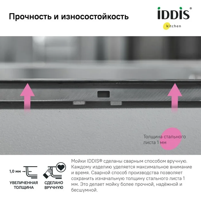 Мойка кухонная IDDIS Haze HAZ49S0i77 сатин Sancos — официальный сайт