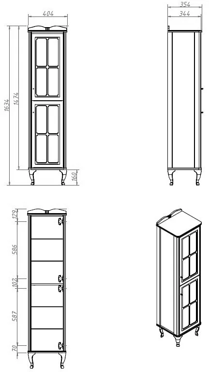 Шкаф-пенал для ванной Caprigo Borgo 40 R белый