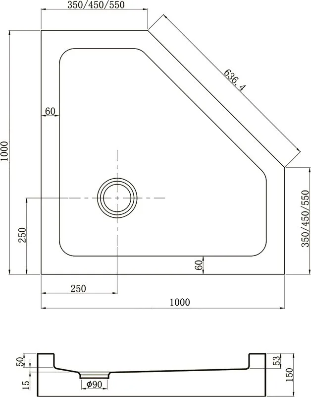 Поддон для душа Veconi Tezeo acrylic TZ-53B 100x100, черный Sancos — официальный сайт