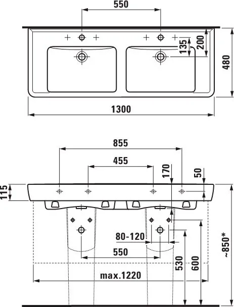 Мебельная раковина Laufen Pro A Pro A 8.1496.7.000.104.1 двойная Sancos — официальный сайт