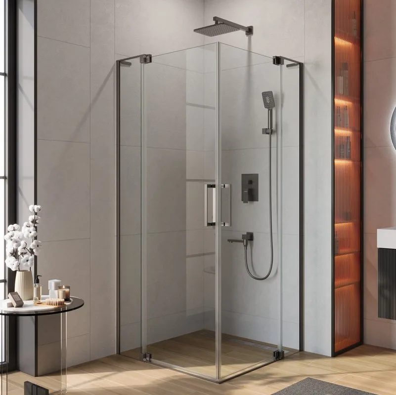 Душевой уголок Cezares Slider A 2 90/100 C GM профиль оружейная сталь, стекло прозрачное Sancos — официальный сайт
