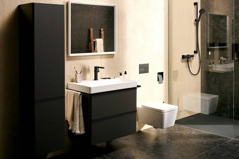 Смеситель для раковины Hansgrohe Tecturis E 150 Fine 73040670 матовый черный Sancos — официальный сайт