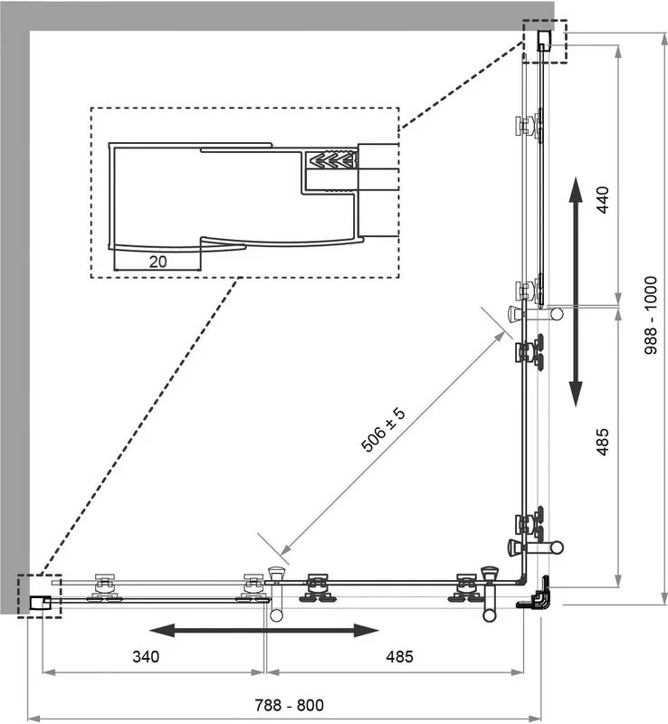 Душевой уголок BelBagno Uno -195 AH 2 100/80 C Nero профиль черный, стекло прозрачное Sancos — официальный сайт