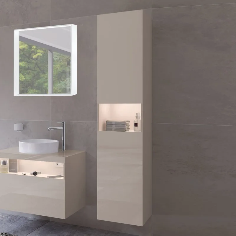 Шкаф-пенал для ванной Keuco Stageline 32831 R, кашемир, с подсветкой Sancos — официальный сайт