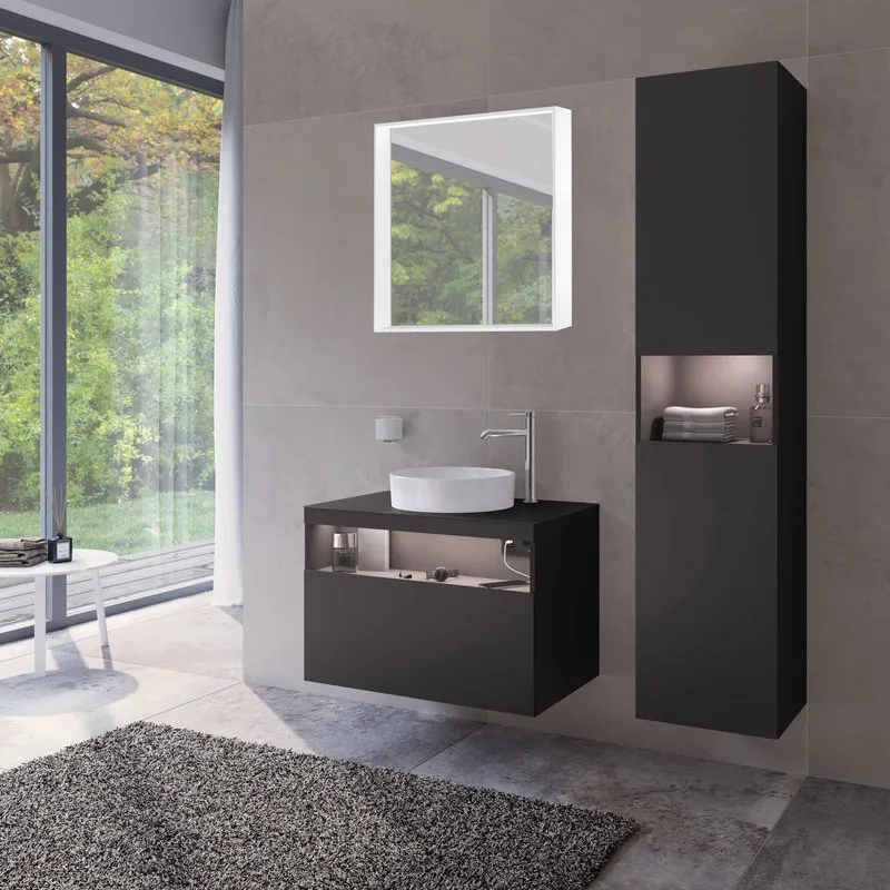 Шкаф-пенал для ванной Keuco Stageline 32831 R, вулканит, с подсветкой Sancos — официальный сайт