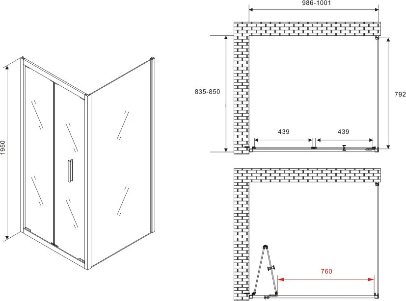 Душевой уголок Abber Sonnenstrand AG07100B-S85B 100x85, профиль черный, стекло прозрачное Sancos — официальный сайт