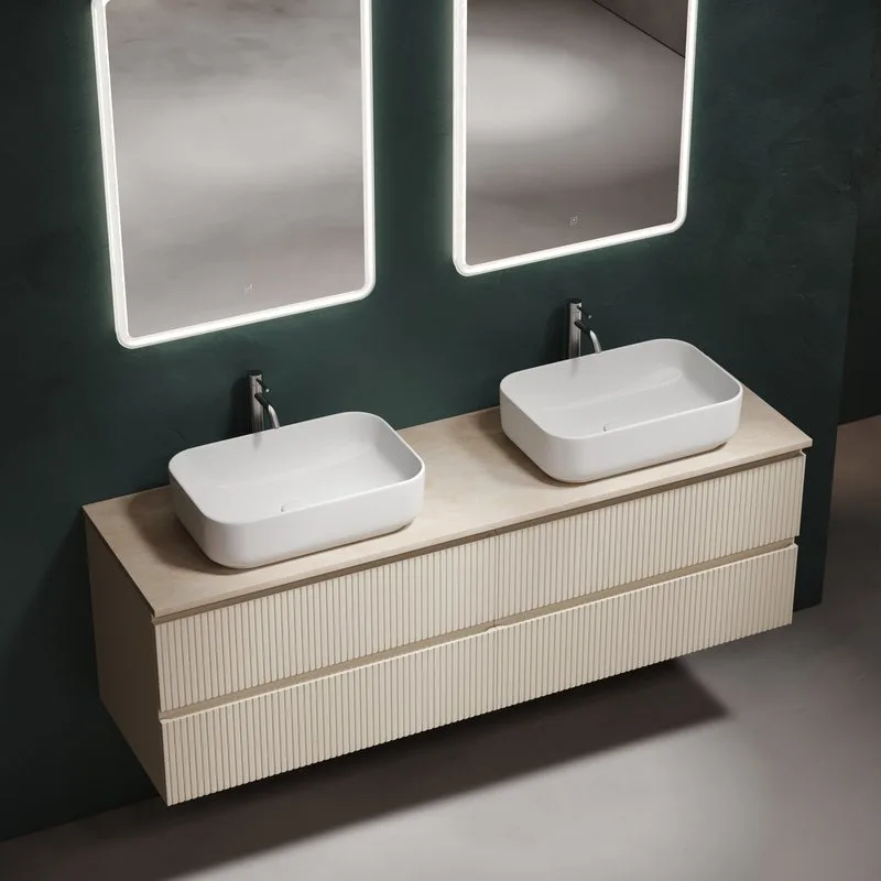 Тумба с раковиной Sancos Snob R 160 beige soft, столешница бежевая TT160A2X, раковина CN5043 Sancos — официальный сайт