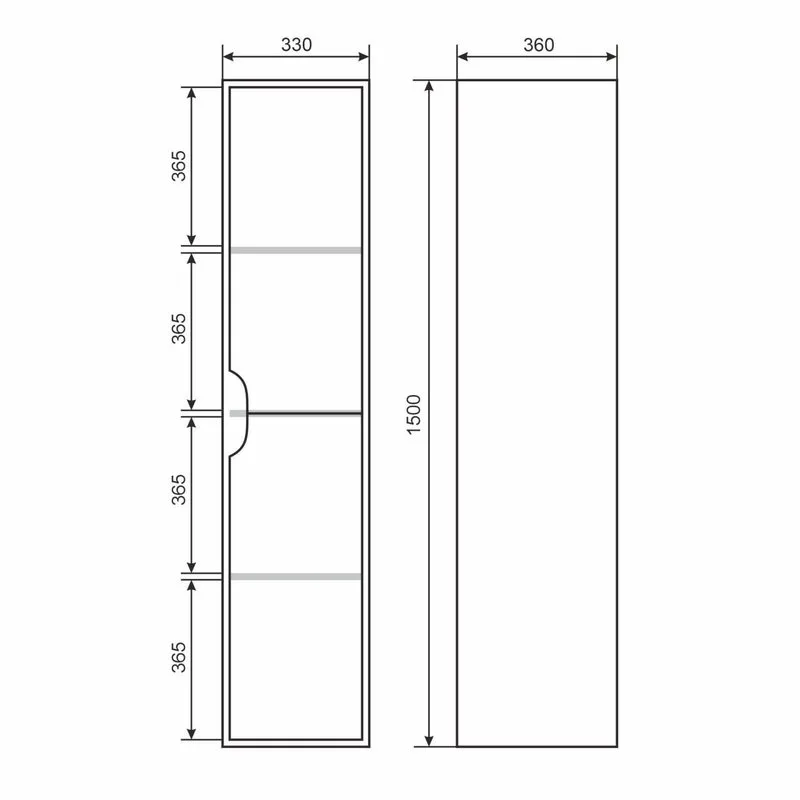 Шкаф-пенал для ванной Uperwood Modul 35 подвесной, графит, белый Sancos — официальный сайт